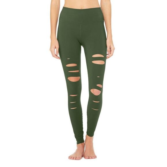 Alo Yoga Womens Warrior Leggings Green Size XS Extra Small Gym Workout Y… - Picture 4 of 9